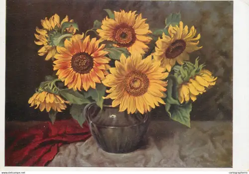 A6215 Vintage Postcard Sunflowers Bouquet W. H. Wendlberger
