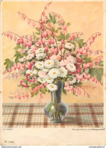 A6215 Nature Morte - Bouquet de Marguerites et Cœur de Marie par M. Höffer / Fleurs