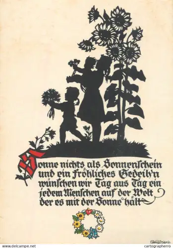 A6215 Sonne nichts als... Silhouette Georg Antor / Tournesols Mère Enfant / Scherenschnitt