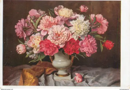 A6215 Flowers carnations vase W. H. Wendlberger Postcard
