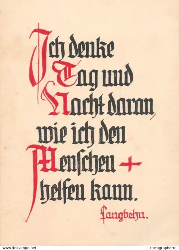 A6215 Philosophy Script Gothique Rouge / Noir - Citation Julius Langbehn - Philosophie