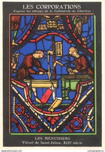 A6215 Vitrail de Saint-Lubin Chartres Les Menuisiers publicite Aspirine Usines du Rhône Pâte Gingivale Specia