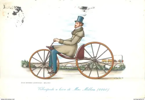 A6215 Velocipede a leva di Mac Millan bicycle history postcard 1961
