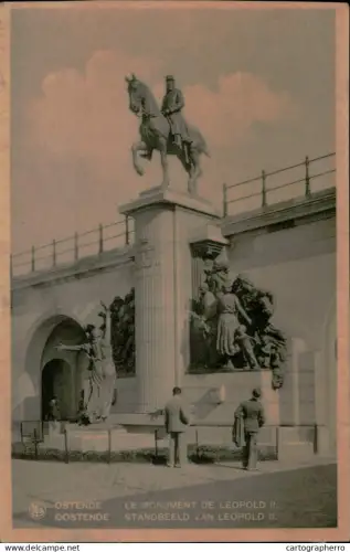 A5891 Belgium Oostende Leopold II equestrian statue monument