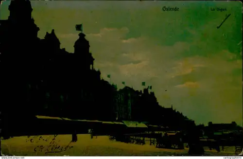 A5890 Belgium Oostende La Digue vue nocturne