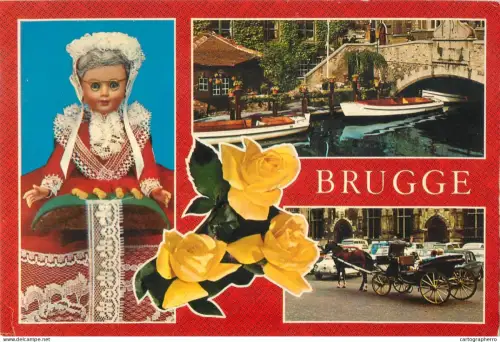 A5587 Belgium Brugge The canal and traditional doll