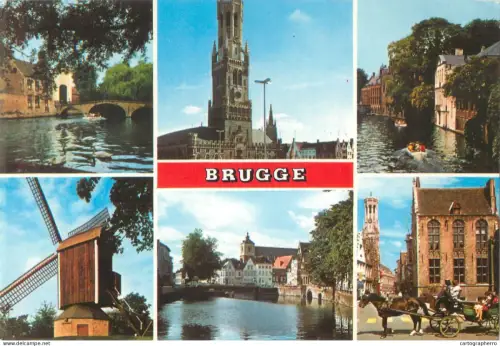 A5587 Belgium Brugge Belfry , City Hall and wind mill