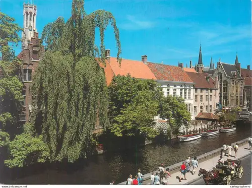 A5587 Belgium Brugge Dijver and St. John's Bridge Nepomucene