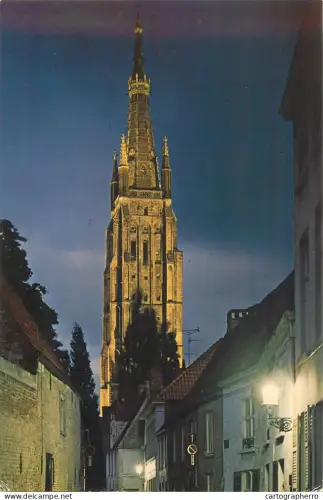 A5587 Belgium Brugge Tower of Our Lady Church at night