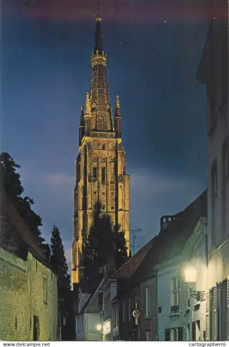 A5587 Belgium Brugge Tower of Our Lady Church at night