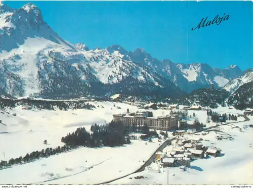 A5586 Schweiz Maloja winter view Hotel Majola