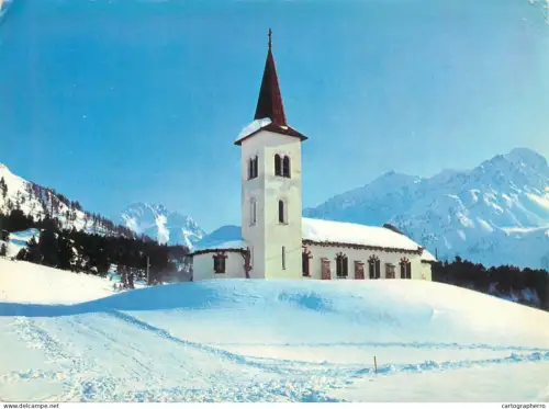 A5586 Schweiz Maloja Catholic Churc winter