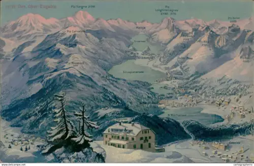 A5887 Switzerland Oberengandin illustration panoramic view