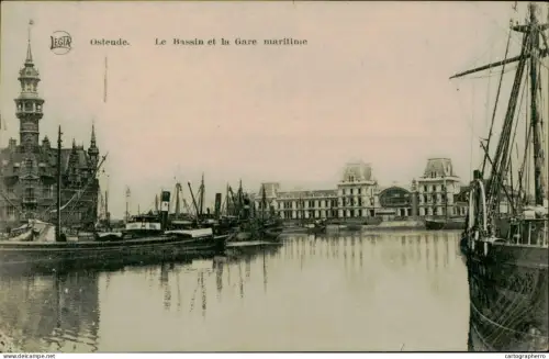 A5886 Belgium Oostende Bassin et la Gare Maritime