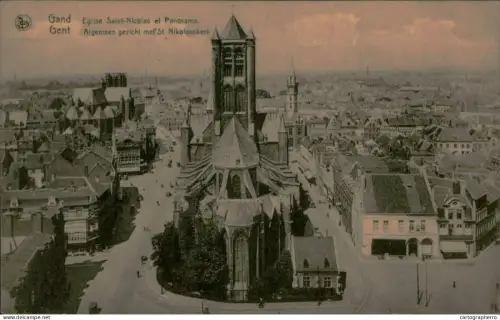 A5886 Belgium Gent panorama avec Eglise St Nicolas