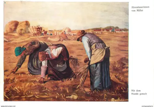 A6218 Millet - Ährenleserinnen (Les Glaneuses) - Peint avec la bouche / Mit dem Munde gemalt