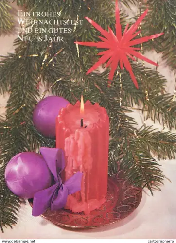 A6218 Weihnachtskarte - Ein frohes Weihnachtsfest - Rote Kerze & Christbaumschmuck