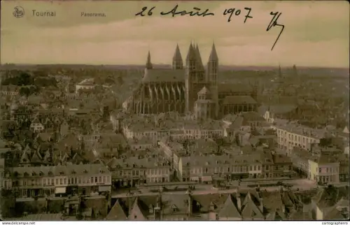 A5928 Belgique Tournai Panoramic view Cathedral