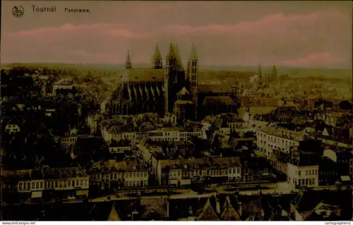 A5928 Belgique Tournai Panoramic view Cathedral
