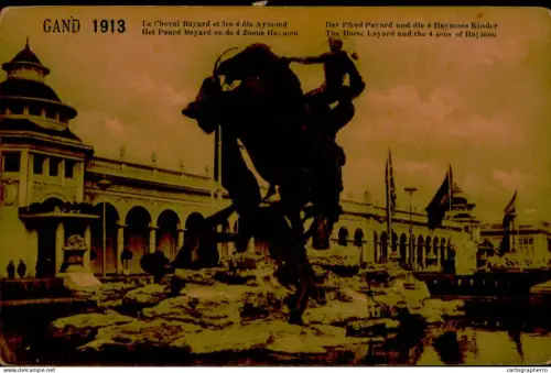 A5928 Belgique Gent (Gand) Bayard the horse and Haymon's 4 sons from the 1913 Universal Exhibition