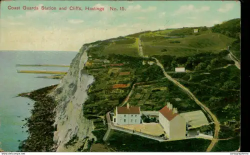 A5893 England Hastings Coast Guard Station and Cliffs