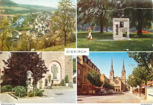 A6217 Luxembourg - DIEKIRCH - Multivues : Vue panoramique, Monument Paul Eyschen, Église et Lion - Posted