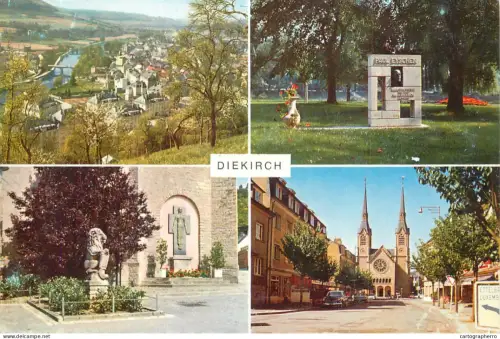 A6217 Luxembourg - DIEKIRCH - Multivues : Vue panoramique, Monument Paul Eyschen, Église et Lion - Unposted