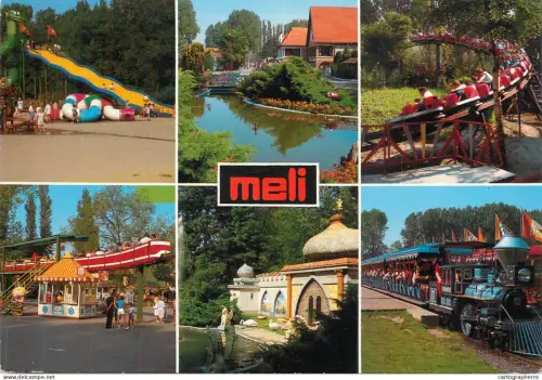 A6217 Belgique - MELI-PARK Adinkerke amusement park attractions Petit train, Monorail, Montagnes russes et Toboggan
