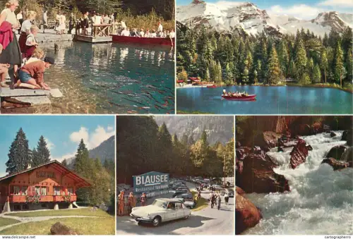 A6236 Suisse - BLAUSEE (Kandersteg) - Multivues : Lac, Chalet, Restaurant et Animation Voitures Rétro (Citroën )