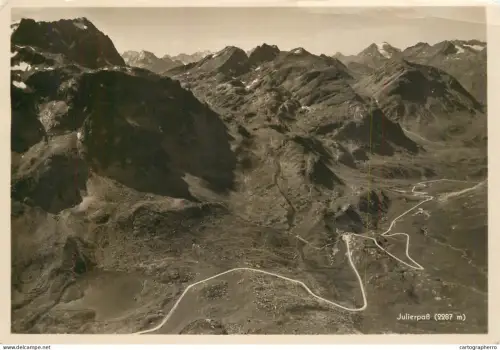 A6236 Suisse CPA Julierpaß (2287m) - Panorama des Alpes, Route sinueuse et Sommets Cachet "Julier-Hospiz"