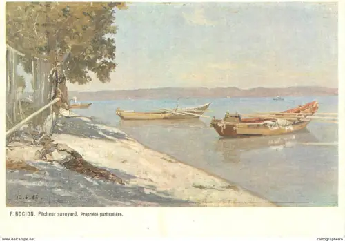 A6236 Art - François Bocion : Pêcheur savoyard (Lac Léman) - Thématique Bateaux / Pêche