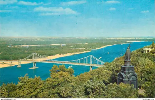 A6236 Ukraine / URSS Kiev - Monument au Prince Volodymyr et Pont Piétonnier sur le Dniepr