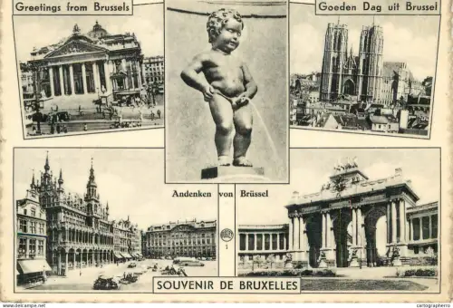 A6237 Belgique - Souvenir de Bruxelles (Multivues) - Manneken Pis, Grand-Place, Bourse
