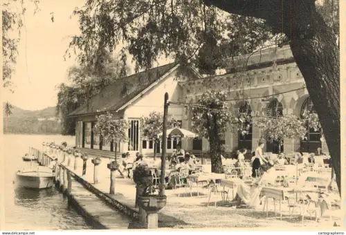A6237 Suisse - Animation Terrasse de Café au bord du Lac - Restaurant, Barques, Rétro