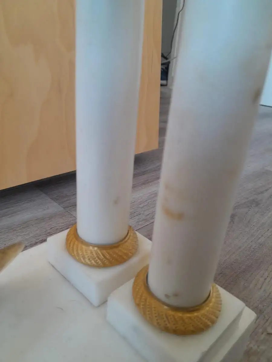 Weiße Marmor Säulenpendule - Französisch - White Marble Pendulum Clock- French Origin 11