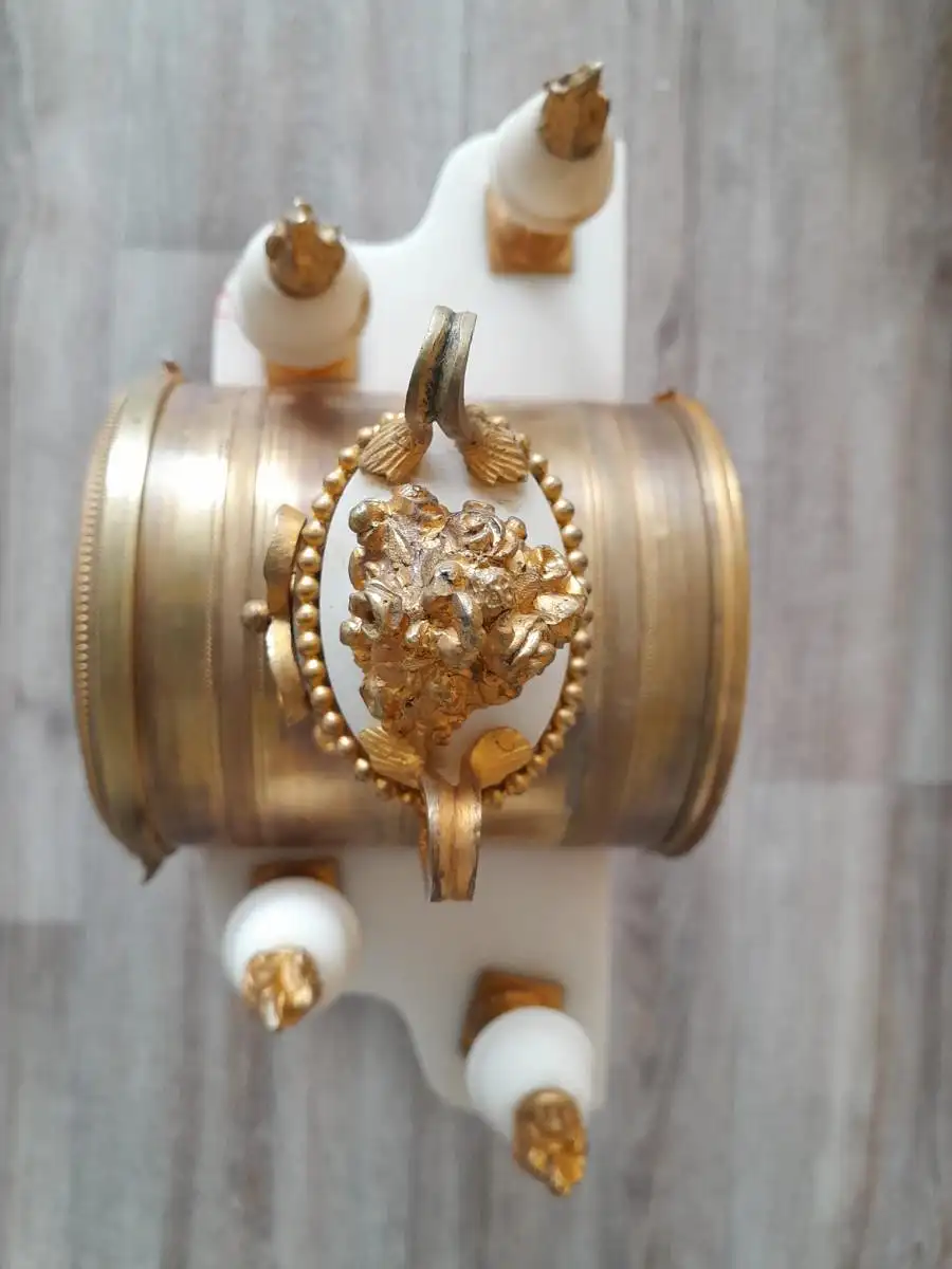 Weiße Marmor mit 4 Säulenpendule / White Marble Pendulum Clock with 4 Columns 4