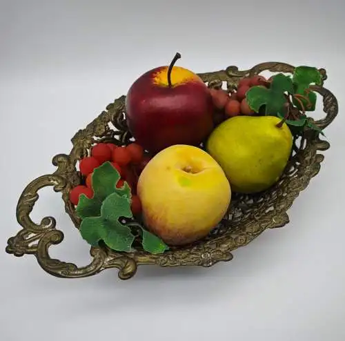 Obstschale Schale Messing Durchbruch massiv Vintage Hollywood Regency Obstkorb