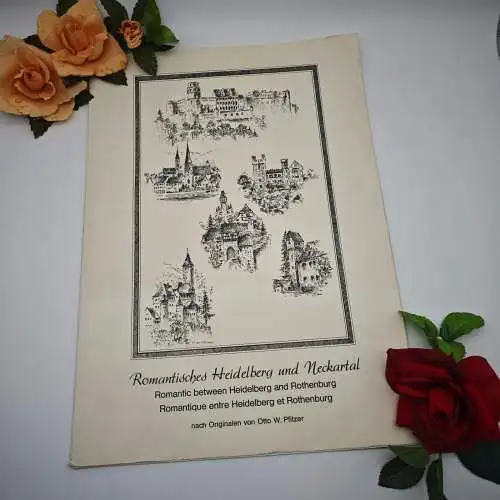 5 Radierungen Romantisches Heidelberg Neckartal Otto W. Pfitzer Schloss Kunst