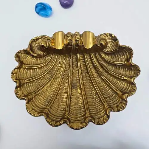 Aschenbecher Muschelform Messing glänzend Hollywood Regency M