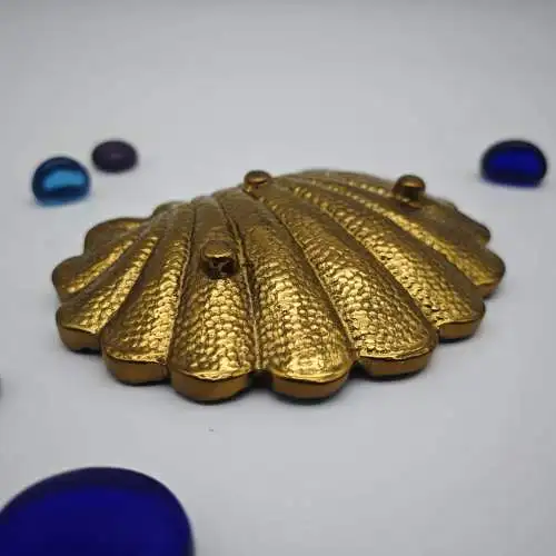 Aschenbecher Muschelform Messing glänzend Hollywood Regency M
