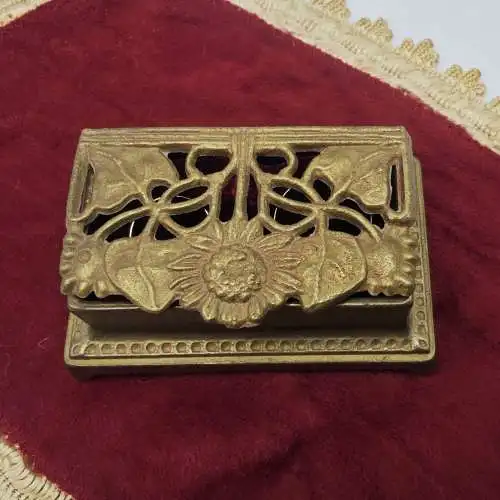 Ringdose Ringschachtel Messing Jugendstil Sonnenblume  Blätter Hochzeit
