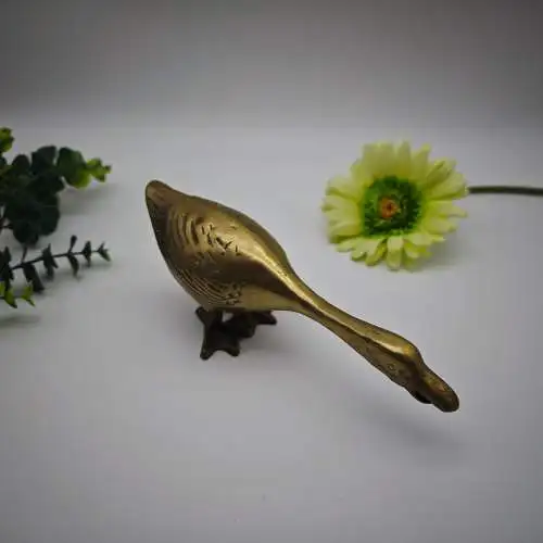 Gans Figur Messing Skulptur Tierfigur Vintage Wildgans Antike Messingfigur Vogel
