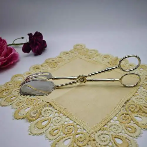 Gebäckzange Servierzange versilbert Vintage Kuchenzange Pralinenzange Macarons