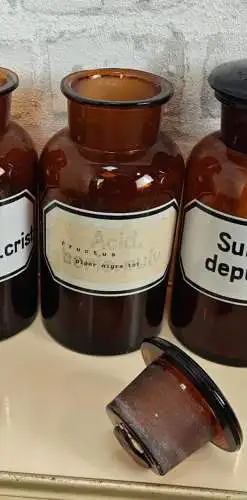 Apothekerflasche Acid. boric. pulv Gefäß braun antik Medizin Flasche Emaille