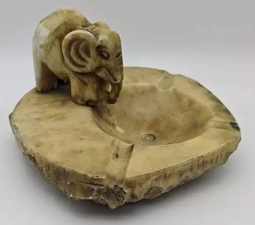 Aschenbecher Alabaster Elefant Spanien geschnitzt Ascher Marmor Mid Century