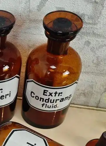 Apothekerflasche Extr Condurang fluid Gefäß braun antik Medizin Flasche Emaille