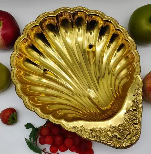 Muschel Schale Messing goldfarben viktorianisch Hollywood Regency Obstschale XXL