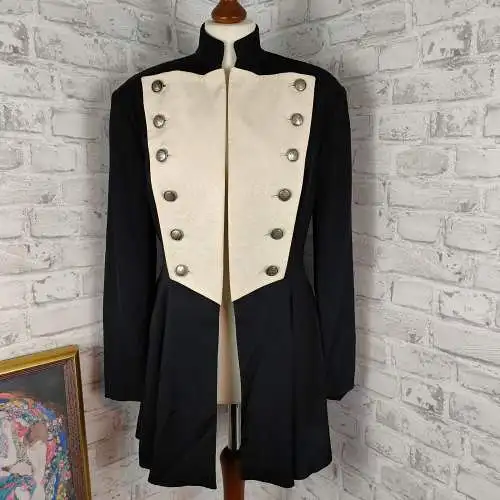 Future Ozbek Jacke Frack Zirkus Pirat 80er Metallknöpfe Kurzmantel Longblazer