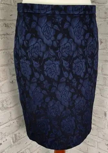 Rock Minirock Rosen schwarz dunkelblaue glänzend festlich Glanz edel Bianca 46
