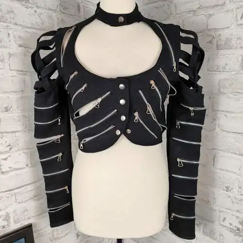 Unzipped Jacke Reißverschlüsse schwarz stagewear Steampunk Gothic High Fashion